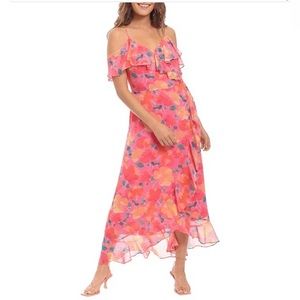 NWT London Times floral wrap maxi dress